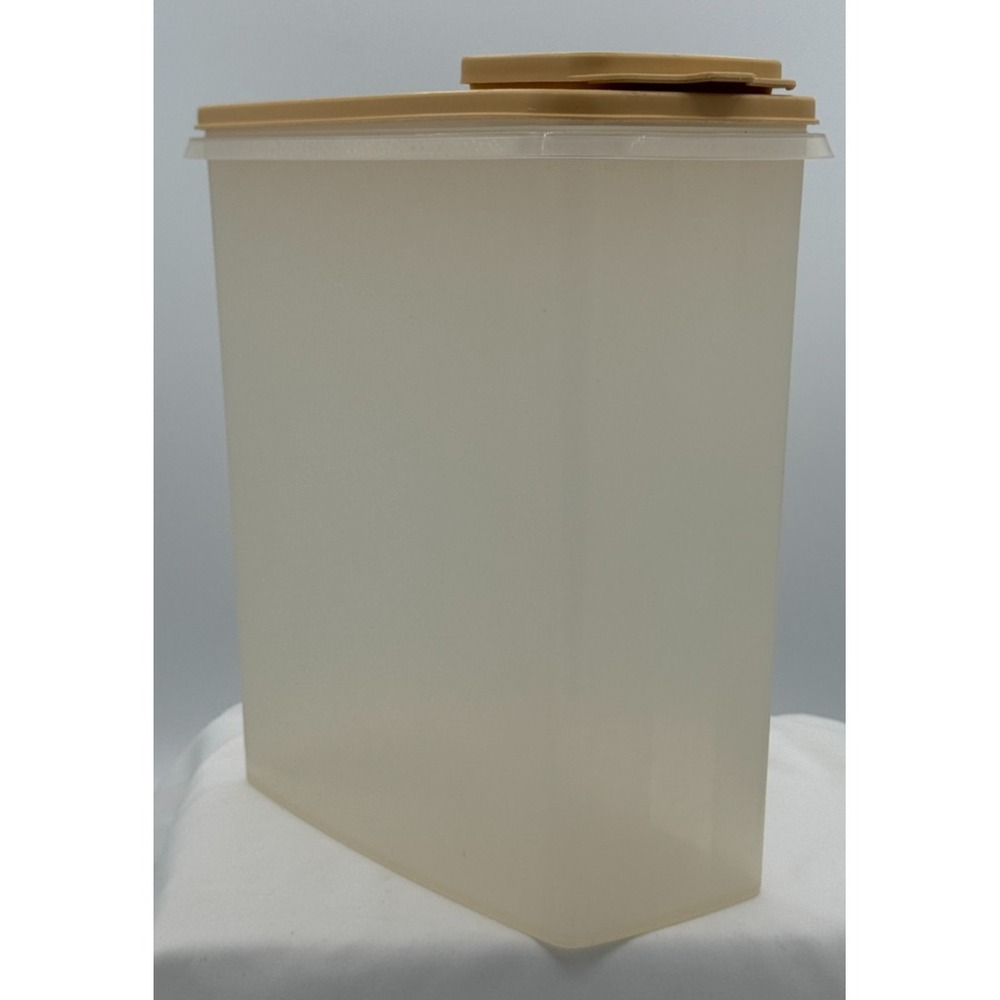 Vintage Tupperware Cereal Keeper With Tan Flip Top Lid - 10" Tall
